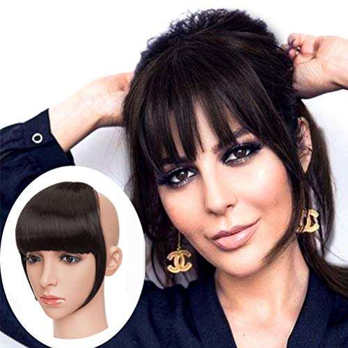 Clip in Extensions Pony Haarteil Natürliche Haarverlängerung 1 Stück 2 Clips Glatt Kunsthaar wie Echthaar für Frauen Natürliches Schwarz