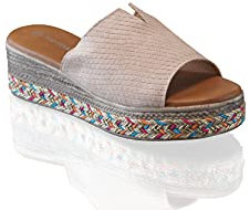 Espadrilles compensées à bout ouvert pour femme - Chaussures confortables - Pointure UK, rose, 37 EU