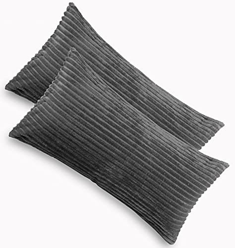 Kuscheli® 2er Set Kissenbezug im Doppelpack Cashmer Touch Fleece Kissenhülle, Sofakissen Kopfkissenbezug Kissenbezüge Couchkissen, Farbe:Grau, Größe:2X 40x80 cm