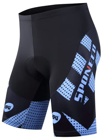 sponeed Herren-Radhose, gepolstert, Fahrradhose, Fahrradkleidung, Strumpfhose, Hell, blau, Mittel