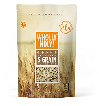 Wholly Moly! 5 Grains Cereal, Multi-Grain Oatmeal of rye, barley, oats, wheat and Khorasan wheat, High Fiber, No Sugar Added, All Natural, Vegan Friendly, Whole Grain Council Certified