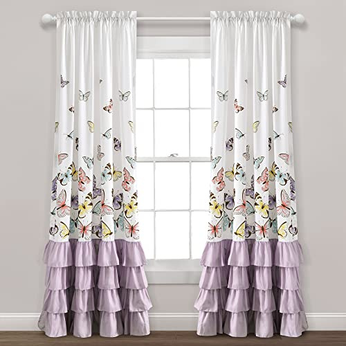 Lush Decor Flutter Butterfly Fenstervorhang, 132 cm B x 213 cm L, lila