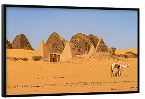 artboxONE Poster mit schwarzem Rahmen 60x40 cm Architektur Meroes Pyramiden - Bild Pyramide meroe nubien