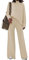 Viottiset Damen Gestrickte Outfits Stehkragen Pullover Weites Bein Hosen Zweiteilig Set Sweatsuit Loungewear Aprikose S