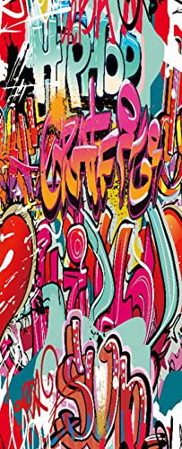 A.Monamour Türtapete Selbstklebend Türfolie Türposter 3D Graffiti Wand Urbaner Hip-Hop Hintergrund Vinyl Folie Türdeko Tapete Wandbild Türaufkleber Türtattoo 90x200cm