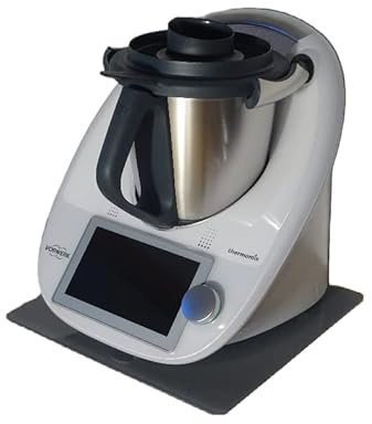 Planche coulissante en verre de sécurité, extrêmement résistante et durable. Idéal pour le Thermomix. Avec 2 patins en téflon pour se déplacer et 2 pieds en caoutchouc pour un maintien stable.