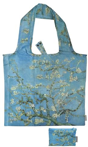 Fridolin Tasche: Van Gogh, Mandelblüte - „I was a bottle“ recycled, bag in bag, b/h: ca. 45,5 × 68,5 cm (offen); b/h: ca. 15,5 × 9,5 cm (geschlossen in kleiner Tasche)