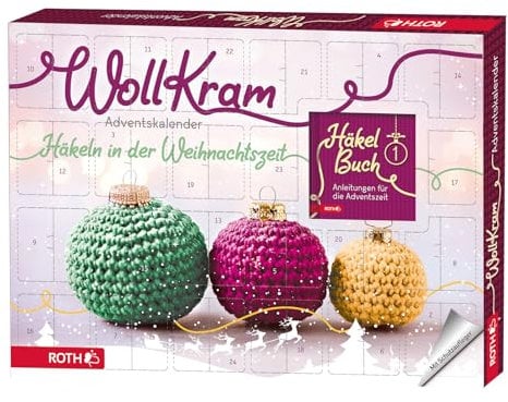 ROTH WollKram Adventskalender 2023 gefüllt mit 24 praktischem Häkelzubehör für die Vorweihnachtszeit