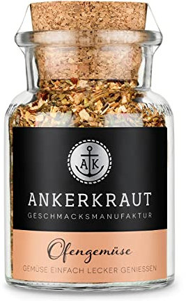 Ankerkraut Ofengemüse Gewürz, Zubereitung von Gemüse jeglicher Art im Backofen oder am Grill, einfach lecker genießen, bunte Leckereien easy kochen, 90 g im Korkenglas