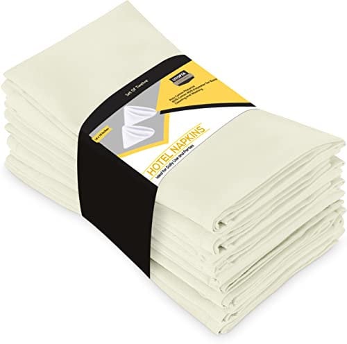Utopia Kitchen Stoffservietten [12er Pack, Elfenbein] 50x50 cm Waschbare Tischservietten für Hotel, Mittagessen, Restaurant, Hochzeiten, Veranstaltungen und Partys