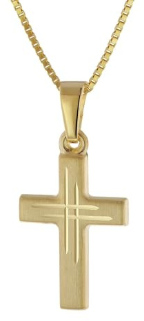 trendor Kinder-Halskette mit Kreuz Gold 333/8K Kinder Halskette für Jungen und Mädchen, zauberhaftes Geschenk für Kids, 41804-38 38 cm