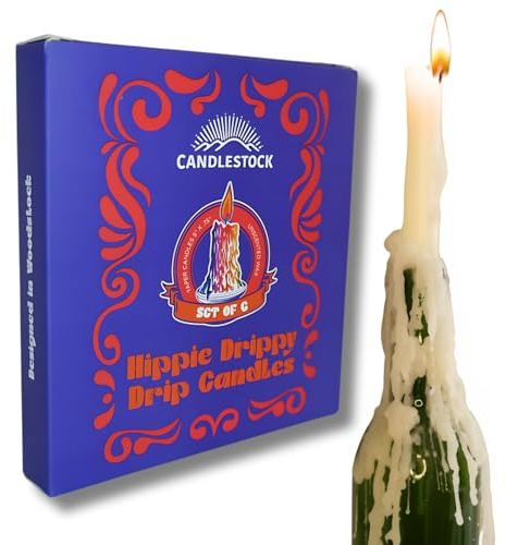 Candlestock Hippie Drip Candles - Pack of 6 Dripping Wine Bottle Candles (Ivory)