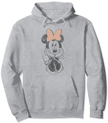 Disney Minnie Mouse Classic Sketch Cute Vintage Portrait Pullover Hoodie