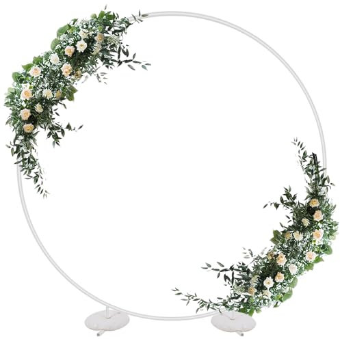 MSKIRA 2M/ 6.6ft Round Balloon Arch Stand Stability & Durability Metal Support Circle Balloon Arch Kit Garland Frame for Indoor and Outdoor Party Wedding Chirstmas Decorations (White)