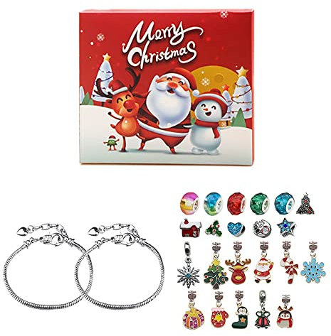 Weihnachtsdeko 2023 mit Mode DIY Armband Halsketten Charme Schmuck Adventskalendern mit besonderer Bedeutung Weihnachtsgeschenke für Mädchen (Camouflage One Size)