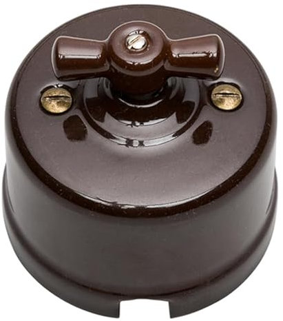 Conmutador de superficie de porcelana marrón, diseño F-Bright, para el control eléctrico en hogares y oficinas.