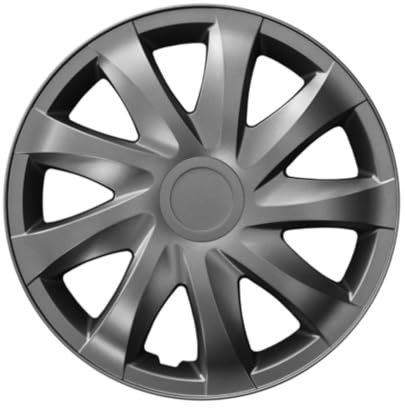 Luckyberg Radkappen 15 Zoll Draco | Zierkappen in vielen Farben, Radzierblenden 4er-Set für die meisten Automarken und Stahlfelgen. Felgenabdeckung für Autofelgen. (15 - Graphite)