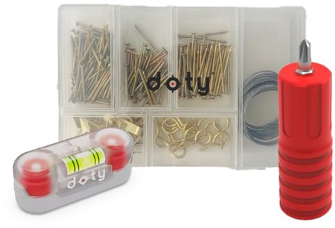 doty Kit para colgar cuadros, el dispositivo esencial para colgar en la pared, kit resistente para colgar cuadros con nivel, colgar sin complicaciones, kit para colgar marcos de fotos, gadget para