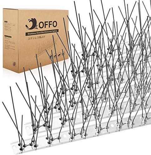 OFFO Pinchos antipalomas o puás preensambladas para techos y ventanas, púas anti palomas resistentes contra cuervos, gaviotas y aves pequeñas, juego de púas ahuyentadoras de aves 0,78m, plata