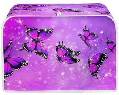 POLERO Purple Butterfly Toaster Cover for 4 Slice, Machine Washable Kitchen Decor Accessories Toaster Dust Cover