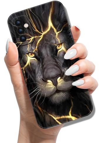 Handyhülle für Samsung Galaxy A15 5G Hülle Tier Muster Motiv Weich TPU Silikon Schwarz Case für Mädchen Jungen Dünn Slim Soft Cover - Löwe