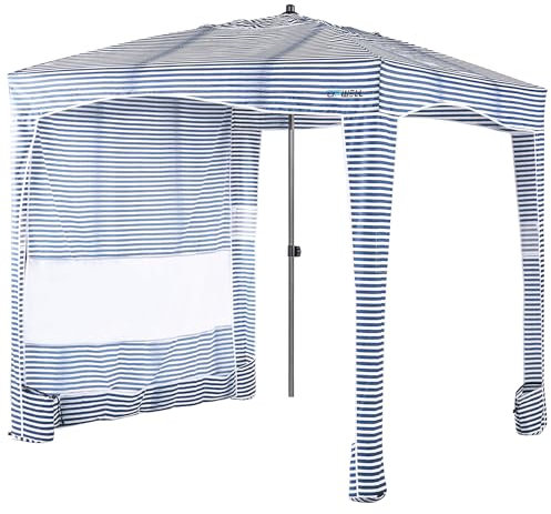 UPWELL Beach Tent Easy Set Up Canopy Sun Shelter Shade with UPF 50+UV Protection Portable Beach Umbrella Outdoor Sunwall with Sand Pockets for Fishing Backyard Camping(Navy Blue)