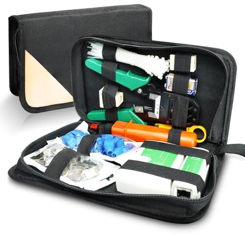 ELEUTH Comprobador de Cable de Red RJ45 Network Tool Tester Kits Red Profesional Mantenimiento de la Computadora LAN Tester 9 en 1 Herramientas Red de Reparación