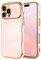 LCHULLE for iPhone 16 Pro Max Case for Women Girls,Cute Curly Wave Frame Shape Love Heart Pattern Phone Case,Raised Camera Protection Plating Shockproof Cover for iPhone 16 Pro Max 6.9,Nude Pink