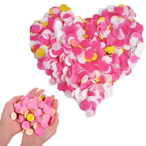 maxtachi Konfetti Bunt,Enthält Vier Farben Konfetti Rosa,Einfach zu Bedienen Und Zu Reinigen,Für Partys, Karneval, Jubiläen, Hochzeiten, Valentinstag-Rot, Weiß, Hellrosa, Gold