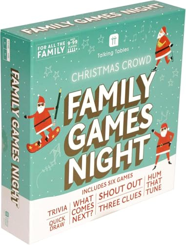 Talking Tables 6 Spiele Weihnachtsspielesammlung Set – Familienspiele für Kinder ab 9 Jahren – Weihnachtliche Spiele für Familie, Freunde & Reisen – 120 Karten – Maße: 30 x 20 x 5 cm