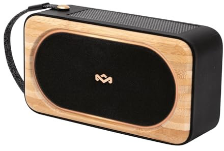 House of Marley Roots Solar Bluetooth Speaker - Small Portable Bluetooth Speaker for Travel & Outdoor, Weatherproof & IP67 Waterproof Rating, 14Hr Playtime - Wireless Speakers for Phone, Black