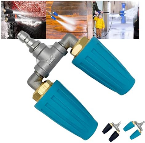 Doppelte Turbodüse for Hochdruckreiniger mit 1/4-Zoll-Schnellanschluss, Hochdruckreiniger-Spitzen,2,0-Öffnung, Doppeldruck-Sprühspitzen, Zubehör Reinigung Ziegeln/Beton/Oberflächenauffahrten(Green)