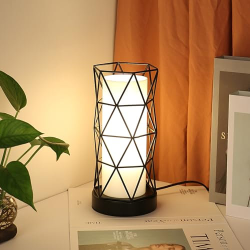 Comely Nachttischlampe Retro mit Kabelschalter, Moderne Tischlampe Industrial mit E27 Leuchtmittel, Vintage Tischleuchte für Schlafzimmer, Wohnzimmer, Schlafsaal, Cafe, Schwarz