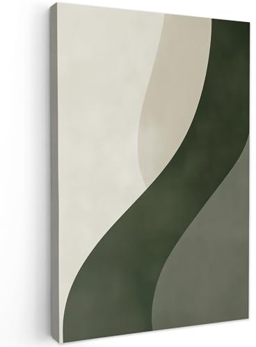 MuchoWow© Impressions sur Toile 80x120 cm Deco Tableau Murale Decoration Salon Peinture Tableaux Chambre Toiles Maison Japandi - Vert - Abstrait - Moderne