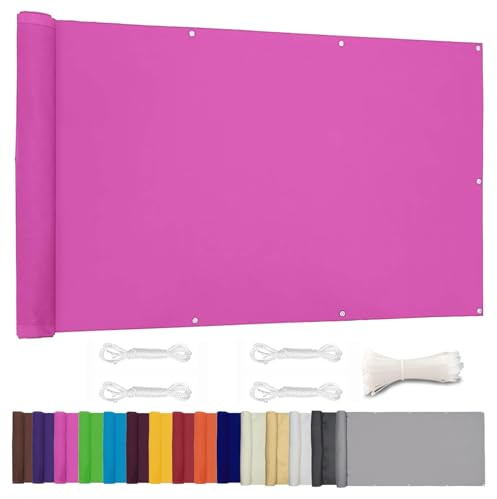 Moboo Balkon Sichtschutz PB2 PES blickdichte Balkonumspannung mit Ösen und Kabelbinder 8 Tage geliefert - in div.5 Größen & 2 Farben 420D Rosa, 1x2.8m