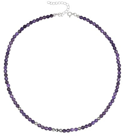 Unique Gems Perlenkette Edelstein Choker echter Amethyst cut gems Ø 4mm Halskette kurz 38cm Chakra Heilstein Perlen Juweliers- Qualität