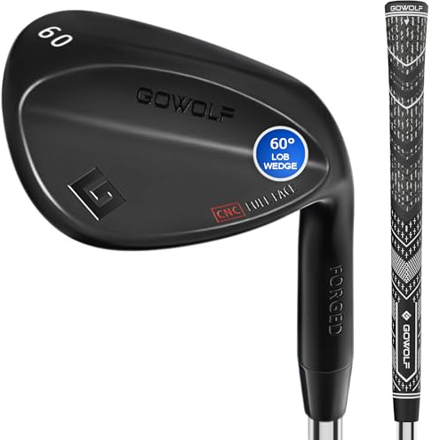 Gowolf Geschmiedete Golfkeile 50/52/54/56/58/60/69 Grad Single oder Sets für Männer, Rechte Hand Premium Full Face Gap Wedge Sand Wedge Lob Wedge Golf Club Great Golf Gifts - CNC gefräste Fläche für