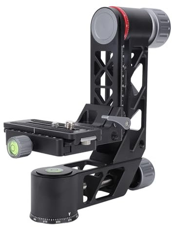 Gimbal DSLR Tripod Head with Arca Quick Release Plate, 360° Panoramic View Adjustment Tripod Head with Bubble Level, 1/4-3/8 Inch Screws