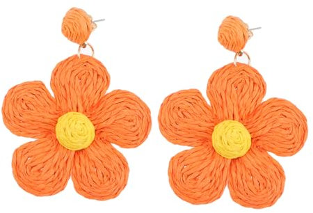 Beaupretty Pendientes De Rafia Tejida Mano Pendientes De Joyería Para Mujer Para Decoración Verano Playa y Vacaciones Tropicales