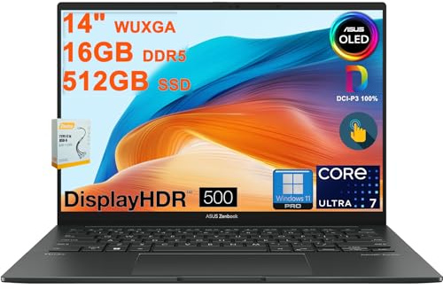 ASUS Zenbook 14 OLED Laptop | 14 WUXGA Lumina OLED Touch (100% DCI-P3, 500nits HDR) | Intel 16-core Ultra 7 255H (fino a 13 top) | 16 GB DDR5 512GB SSD | Impronte digitali retroilluminate Win11Pro w