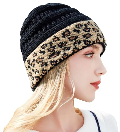 LUKIUP Strickmütze Dtirnband Stil Damen, Wintermütze Warme Strickmütze Weiche Dehnbare Unisex Stylische Urban Streetwear Mütze Winter