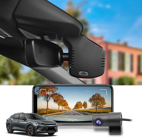 Fitcamx Dash cam Vorne Hinten 2160P +1080P passend für Cupra Formentor 2025 2026 (HD2-6113), OEM Dashcam mit akku, Dual HD Video WiFi, G-Sensor, Loop-Aufnahme, WDR Auto Camera, Plug&Play, 128GB Karte