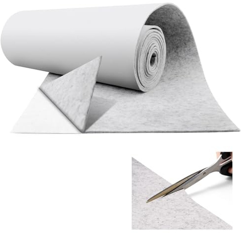 Selbstklebender Filzstoff, Stretch-Nadelfilz für Innenpolsterung, Bastelstoff zum Auskleiden von Auto-Staufächern, Graphit, 40 x 200 cm (Grau Weiß, 40 * 2M)