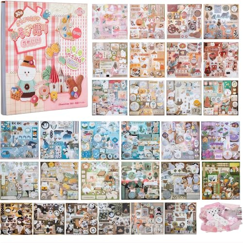 Bafutayawa Sticker, 800Pcs Sticker Book Journaling Zubehör & Scrapbook Zubehör, Retro Kawaii Japanisches Design Für Kreatives Basteln