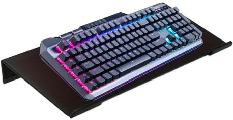 Keyboard Holder – Ergonomic Acrylic Riser, Clear Desk Stand | Anti Slip Stability Strip Elevated Typing Angle, Transparent Space Saving Design Office Study Reception Cubicle Gaming Setup