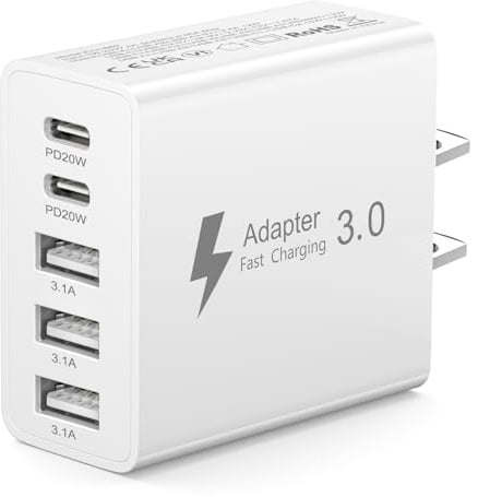 USA Travel Charger, US Plug Adapter, Canada Travel Plug, 50W USB C Fast Charger with 2 USB-C & 3 USB-A Ports for USA/Canada/Mexico/Japan/China, American Type A/B Wall Charger, US Travel Essentials