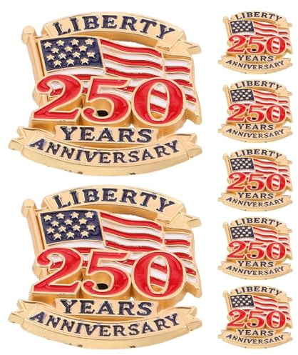 POPETPOP Lot de 7 Épinglettes Commémoratives 250e Anniversaire États-, Broches Émaillées Drapeau et Liberty Bell, Accessoires Patriotiques Légers pour Jour de L'indépendance Américaine