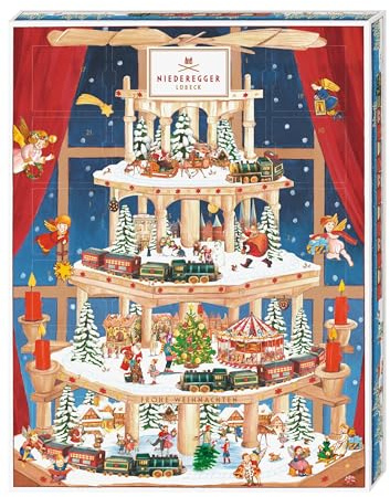 Niederegger | Adventskalender »Pyramide« | 1x 300g | Gefüllt mit 24 beliebten Marzipan-Klassikern | Marzipan für die Weihnachtszeit