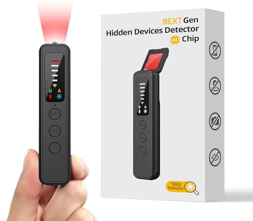 AI 7-in-1 Hidden Camera Detectors, RF Signal Scanner with 6 Detection Modes | Anti-Spy Camera Finder, GPS Tracker & Bug Detector for Hotels, Dressing Rooms, Bathrooms, Cars & Travel Security (Black)