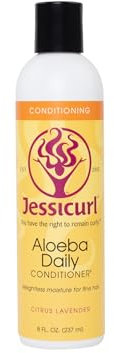 Jessicurl Aloeba Daily Conditioner für lockiges Haar, Zitrus-Lavendel, 8 Fl oz. Leave-in-Conditioner und Haarentwirrer für feines Haar